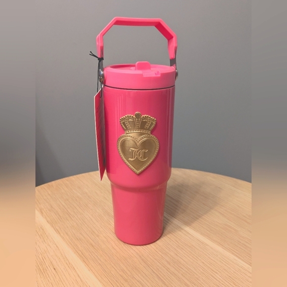 NWT Juicy Couture Insulated Hot/Cold Tumbler w/ Pop-Up Straw & Easy Carry Handle - Picture 3 of 13